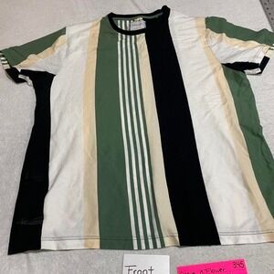 Denim & flower Ricky Singh Green and white striped XL t- shirt. SKU345 #stripes